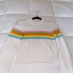 White sweater with rainbow details - never worn